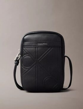 Schlanke Reportertasche mit durchgehendem geprägten Emblem-Logo