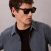Schlanke Sonnenbrille aus Acetat in modifiziertem Rechteckformat