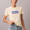 Schlankes T-Shirt mit kontrastierendem Logo-Aufdruck Schlankes T-Shirt mit kontrastierendem Logo-Aufdruck