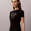 Schmal geschnittenes T-Shirt mit gestuftem Logo-Print Schmal geschnittenes T-Shirt mit gestuftem Logo-Print
