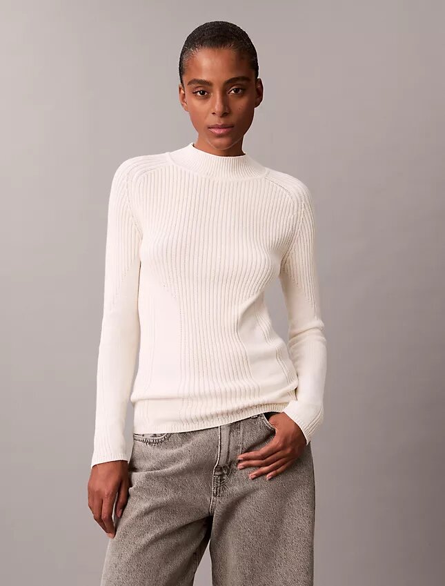 Schmaler Pullover aus Baumwollripp Schmaler Pullover aus Baumwollripp