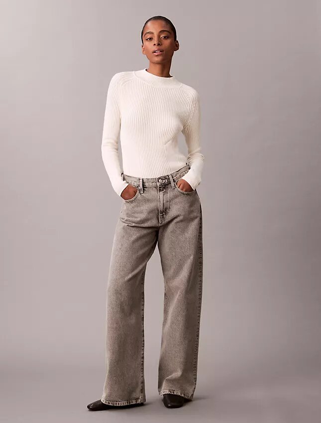 Schmaler Pullover aus Baumwollripp Schmaler Pullover aus Baumwollripp