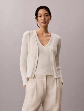 Set aus Baumwoll-Ripp-Strickjacke und Tanktop