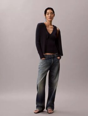 Set aus Baumwoll-Ripp-Strickjacke und Tanktop
