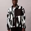 Sherpa-Jacke mit Print und lockerem Stehkragen