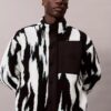 Sherpa-Jacke mit Print und lockerem Stehkragen