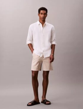 Shorts aus Leinenmischung mit Streifen