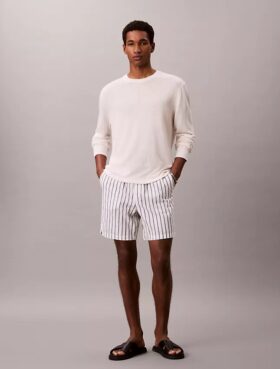 Shorts aus Leinenmischung mit Streifen