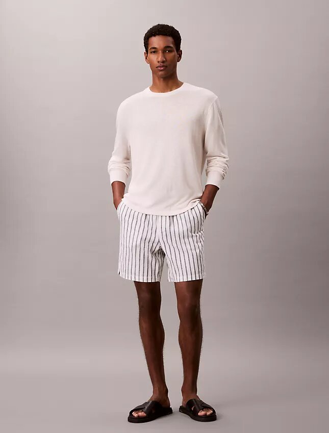 Shorts aus Leinenmischung mit Streifen Shorts aus Leinenmischung mit Streifen