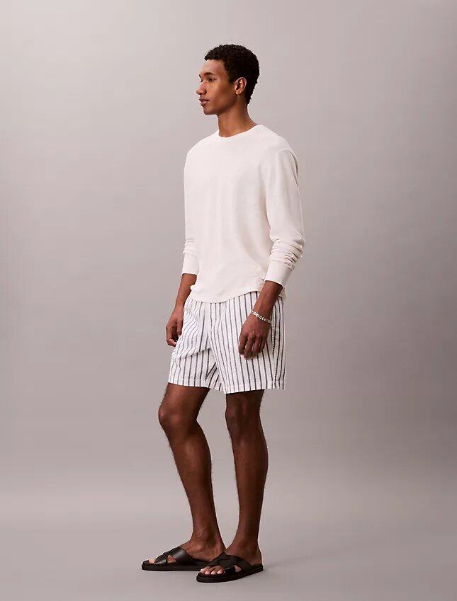 Shorts aus Leinenmischung mit Streifen Shorts aus Leinenmischung mit Streifen