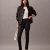 Skinny-Fit-Hose aus Ponte mit Fischgrätenmuster