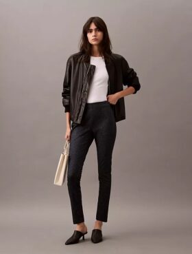 Skinny-Fit-Hose aus Ponte mit Fischgrätenmuster