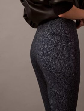 Skinny-Fit-Hose aus Ponte mit Fischgrätenmuster