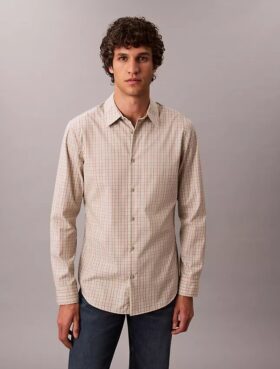 Slim-Fit-Hemd aus Cotton Stretch mit Karomuster und Knopfleiste