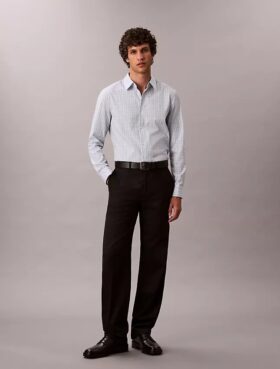 Slim-Fit-Hemd aus Cotton Stretch mit Karomuster und Knopfleiste