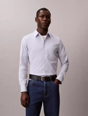 Slim-Fit-Hemd aus Cotton Stretch mit Streifenmuster