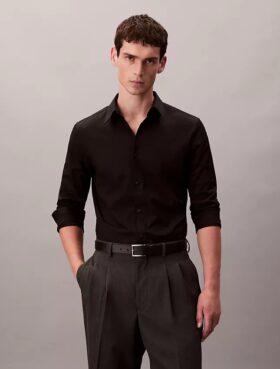 Slim-Fit-Hemd aus Cotton Stretch-Popeline