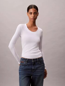 Slim-Fit-T-Shirt aus Modal-Stretch-Rippstoff
