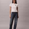 Slim-Fit-T-Shirt mit Blumenlogo