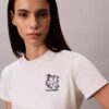 Slim-Fit-T-Shirt mit Blumenlogo