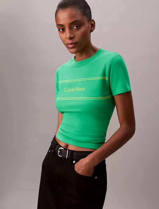 Slim-Fit-T-Shirt mit Streifen-Logo Slim-Fit-T-Shirt mit Streifen-Logo