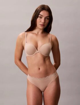 Stretch-Microfiber-Thong mit Spitze