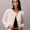 Strukturierte kragenlose Jacke