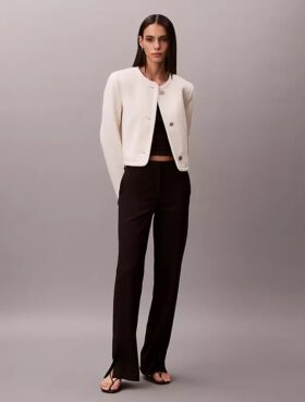 Strukturierte kragenlose Jacke