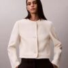 Strukturierte kragenlose Jacke