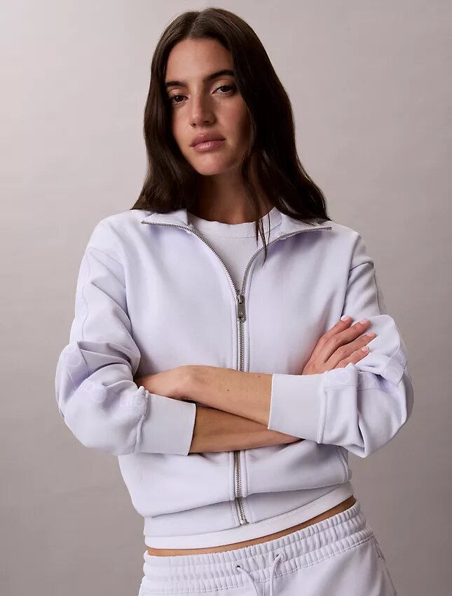 Sweatshirt mit durchgehendem Reißverschluss und Logo-Streifen Sweatshirt mit durchgehendem Reißverschluss und Logo-Streifen