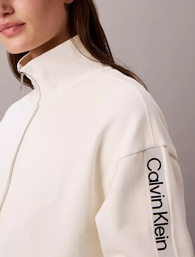 Sweatshirt mit durchgehendem Reißverschluss und Logo-Streifen Sweatshirt mit durchgehendem Reißverschluss und Logo-Streifen