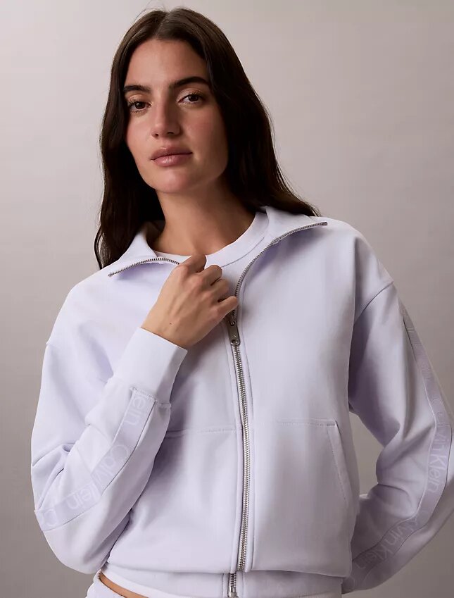 Sweatshirt mit durchgehendem Reißverschluss und Logo-Streifen Sweatshirt mit durchgehendem Reißverschluss und Logo-Streifen