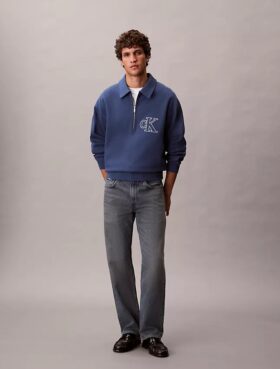 Sweatshirt mit Viertelreißverschluss und Varsity-Monogram-Logo