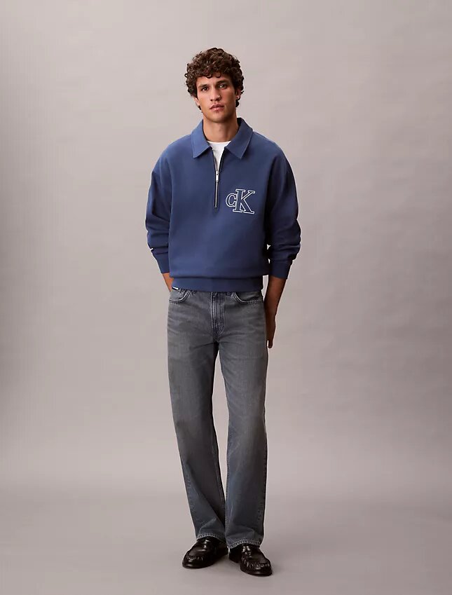 Sweatshirt mit Viertelreißverschluss und Varsity-Monogram-Logo Sweatshirt mit Viertelreißverschluss und Varsity-Monogram-Logo