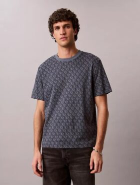 T-Shirt mit durchgehendem Monogram und lockerer Passform