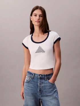 T-Shirt mit Monogram-Logo in grafischer Slim-Passform