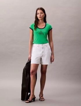 T-Shirt mit Monogram-Logo in grafischer Slim-Passform