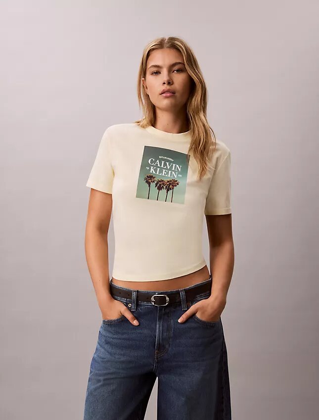 T-Shirt mit Palmen-Logo-Grafik T-Shirt mit Palmen-Logo-Grafik