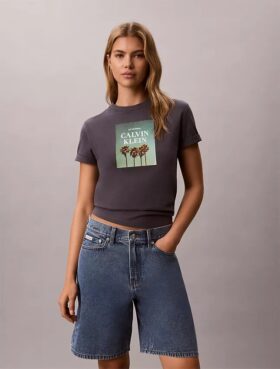 T-Shirt mit Palmen-Logo-Grafik