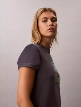 T-Shirt mit Palmen-Logo-Grafik