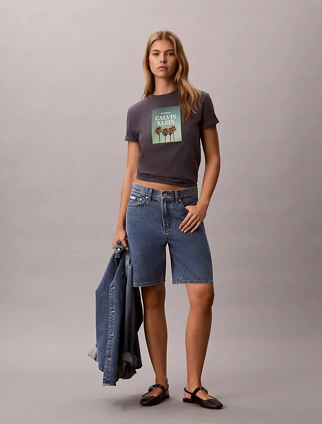 T-Shirt mit Palmen-Logo-Grafik T-Shirt mit Palmen-Logo-Grafik