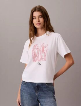 T-Shirt mit Rundhalsausschnitt und Stadtansicht-Grafik