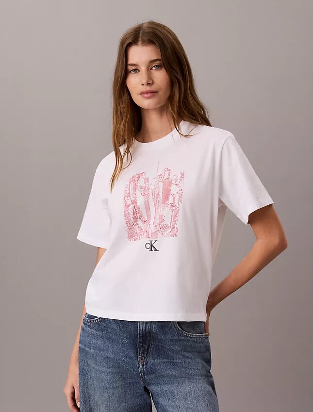 T-Shirt mit Rundhalsausschnitt und Stadtansicht-Grafik T-Shirt mit Rundhalsausschnitt und Stadtansicht-Grafik