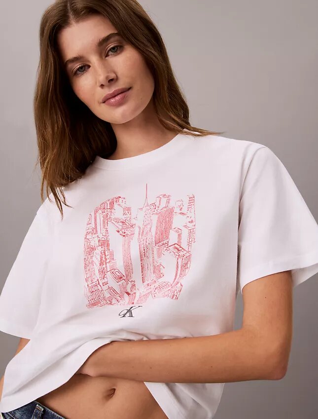 T-Shirt mit Rundhalsausschnitt und Stadtansicht-Grafik T-Shirt mit Rundhalsausschnitt und Stadtansicht-Grafik