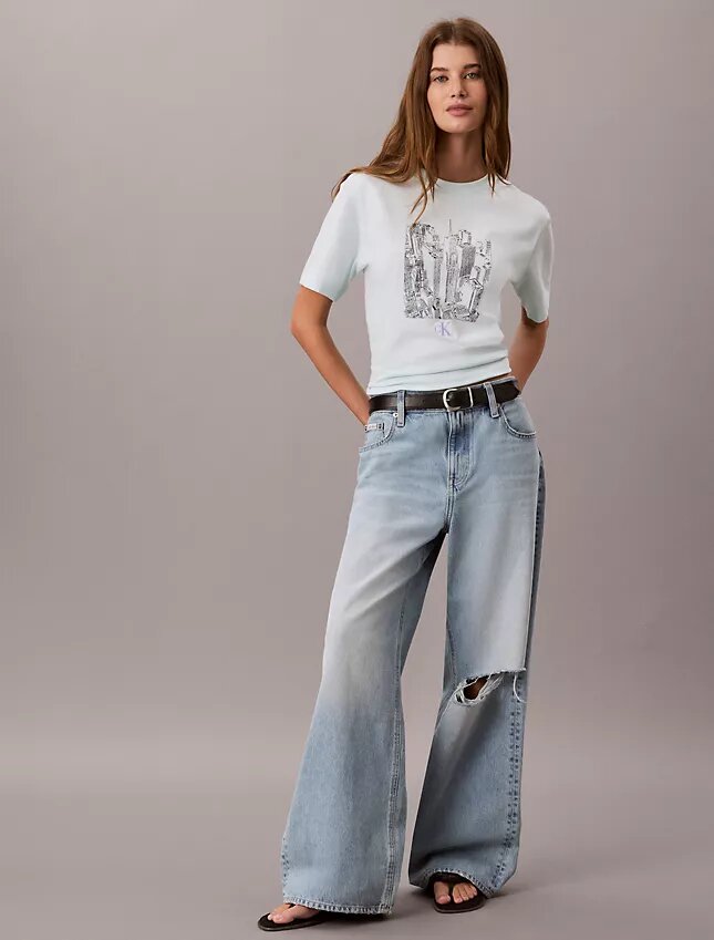 T-Shirt mit Rundhalsausschnitt und Stadtansicht-Grafik T-Shirt mit Rundhalsausschnitt und Stadtansicht-Grafik