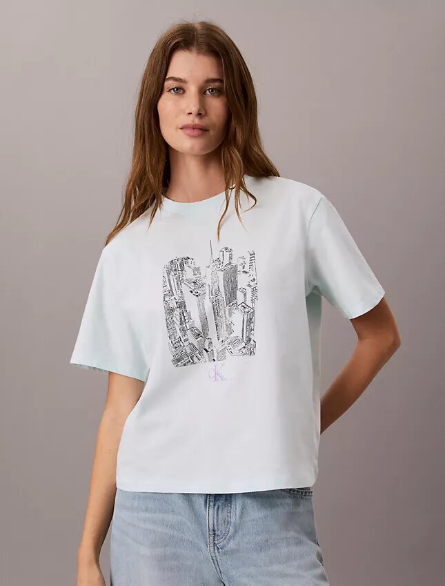 T-Shirt mit Rundhalsausschnitt und Stadtansicht-Grafik T-Shirt mit Rundhalsausschnitt und Stadtansicht-Grafik