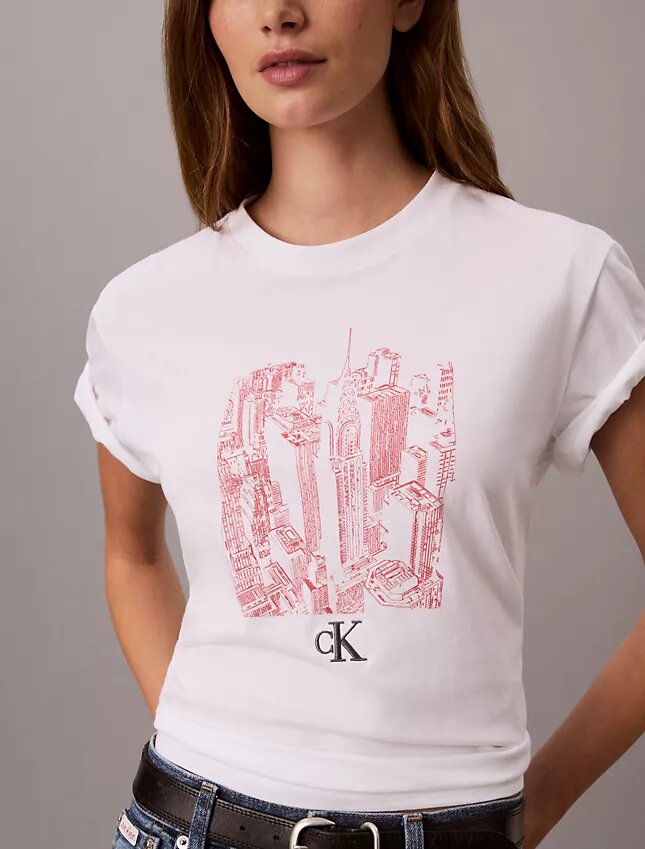 T-Shirt mit Rundhalsausschnitt und Stadtansicht-Grafik T-Shirt mit Rundhalsausschnitt und Stadtansicht-Grafik
