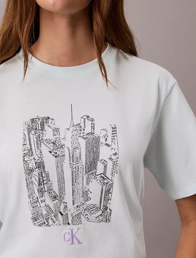 T-Shirt mit Rundhalsausschnitt und Stadtansicht-Grafik T-Shirt mit Rundhalsausschnitt und Stadtansicht-Grafik