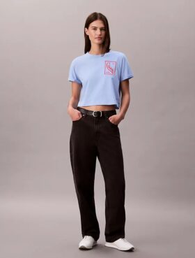 T-Shirt mit Schriftzug-Logo, kurz geschnitten und kastenförmig