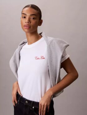 T-Shirt mit Schriftzug von Calvin Klein in Schreibschrift